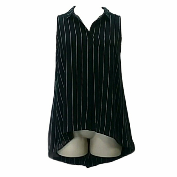Lumiere Women's Striped Button Front Sleeveless Tunic Top - Picture 1 of 7